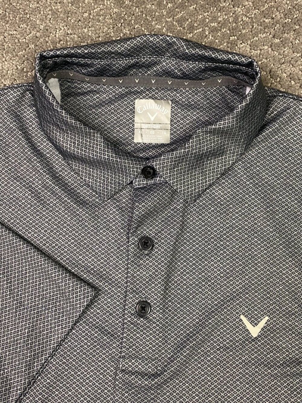 Callaway Polo Shirt Mens XL Silver Black Geometric Diamonds Golf Performance